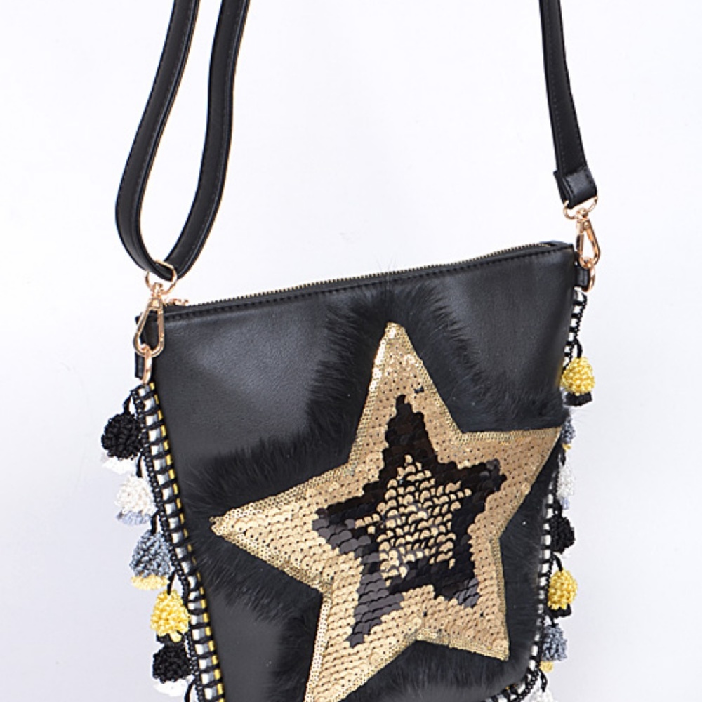 Lucky Super Star crossbody pom-pom bag NWT